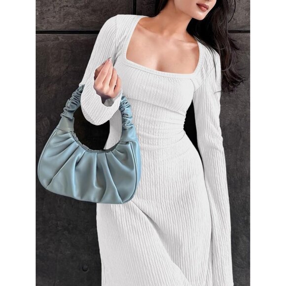 Womens Sweater Dress Maxi Knit Long Sleeve Tie Waist Fall Wedding Casual - Picture 4 of 7